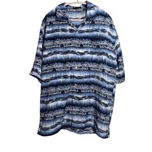 Southpole Button Up Shirt Mens Large Blue Logo Print Y2K Streetwear